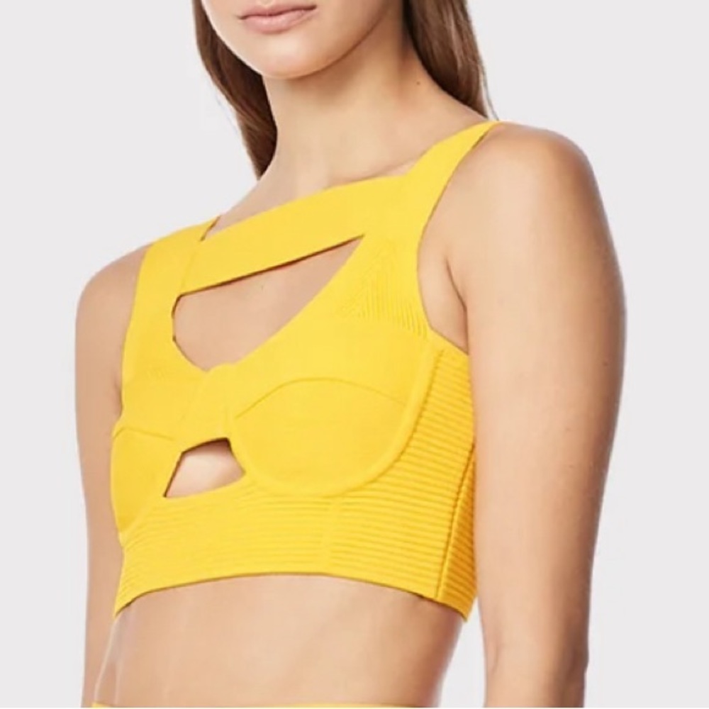 OTTOMAN STRAPPY BUSTIER CROP TOP Yellow Herve Leger XS